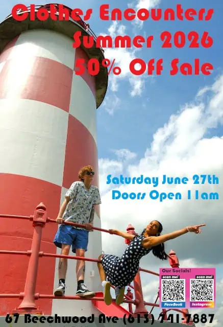 clothes encounters sale summer 2026 - english language poster